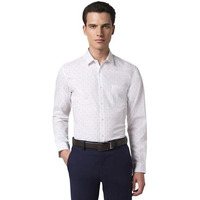 Peter England Men Cotton Slim Fit Small Ditsy Printed Full Sleeve Shirt White