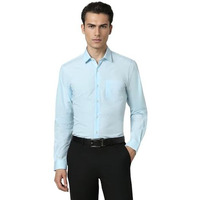 Peter England Men's Cotton Slim Fit Small Ditsy Printed Full Sleeve Shirt Aqua