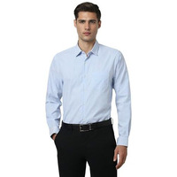 Peter England Men's Slim Fit Full Sleeve Pin-Striped Formal Shirt | Cotton-Rich | Wonder Fabric | Pin Point Oxford Blue, 42