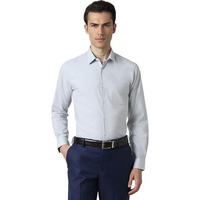 Peter England Men's Classic Solid Full Sleeve Slim Fit Shirt | Wonder Fabric | Cotton Rich | Pin Point Oxford Grey