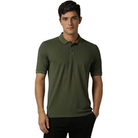 Peter England Men's Solid Regular Fit T-Shirt (Pxkpprgfu62734_Olive