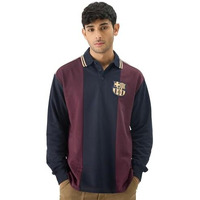 The Souled Store Official Fcb Love Of Football Men And Boys Multicolor Collared Neck Long Sleeve Graphic Printed Cotton Oversized Rugby Polo T Shirts Regular Fit