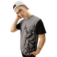 The Souled Store Official Batman: The Dark Knight Men And Boys Short Sleeve Round Neck Grey Graphic Printed Cotton Regular Fit T-Shirts