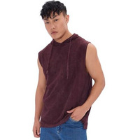 The Souled Store Solids: Maroon Blaze Men And Boys Sleeveless Regular Fit Cotton Hooded T-Shirts