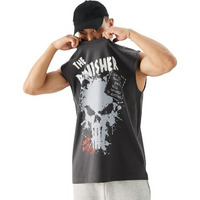 The Souled Store Official Punisher: Graffiti Men And Boys Round Neck Sleeveless Grey Graphic Printed Regular Fit Cotton Vests