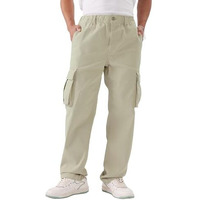 The Souled Store Solids: Light Green Men And Boys Straight Fit Cotton Blend Cargo Pants