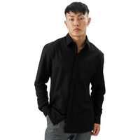The Souled Store Bold Black Men And Boys Long Sleeve Collared Neck Buttoned Front Regular Fit Cotton Linen Shirts
