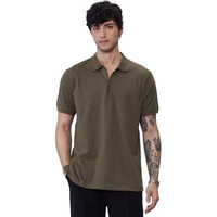 The Souled Store Solids : Dusky Brown Men And Boys Short Sleeves Collared Neck Regular Fit Cotton Blend Polos