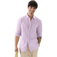 The Souled Store Orchid Purple Men And Boys Long Sleeves Collared Neck Button Front Regular Fit Cotton Linen Shirts