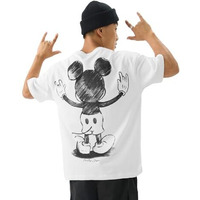 The Souled Store Official Mickey Mouse: Yo Men & Boys Short Sleeve Round Crew Neck White Graphic Printed Cotton Oversized T-Shirts