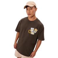 The Souled Store Book Lover Oversized T-Shirt For Men Boys Cotton Casual Half Sleeves Baggy Loose Fit Drop Shoulder Round Neck Brown
