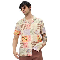The Souled Store Spade Men And Boys Collared Neck Button Front Multicolor All Over Printed Cotton Half Sleeve Shirts