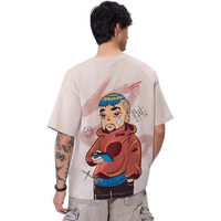The Souled Store Left My Rizz Oversized T-Shirt For Men Boys Cotton Casual Half Sleeves Baggy Loose Fit Drop Shoulder Round Neck Grey