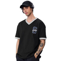 The Souled Store Varsity T-Shirt: Blue Blaze Oversized T-Shirt For Men Boys Cotton Casual Half Sleeves Baggy Loose Fit Drop Shoulder Round Neck