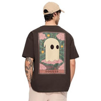 The Souled Store Poster Men And Boys Short Sleeves Round Neck Brown Graphic Printed Cotton Oversized T-Shirts