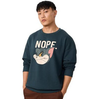 The Souled Store Official Tom & Jerry : Nope Men And Boys Long Sleeves Round Neck Cotton Blend Oversized Sweatshirts Blue
