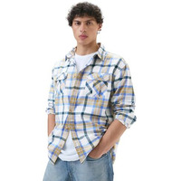 The Souled Store Plaid: Sailor Men And Boys Long Sleeves Collared Neck Button Front White Cotton Regular Fit Utility Shirts