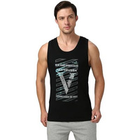 Van Heusen Men's Letter Print Regular Fit Vest (70021_Black V