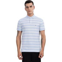 Tommy Hilfiger Striped Regular-Fit Cotton Polo T-Shirt Breezy Blue