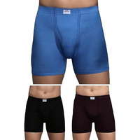 Lux Parker Men's Pure Cotton Modern Solid (Pack Of 3) Long_Trunk_Ie_Col_3Pc_Assorted