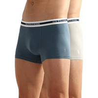 U.S. Polo Assn. Men's Cotton Blend Classic Solid Trunks (Pack Of 2) (Oet09-Gg0-P2_Fog Teal Grey
