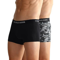U.S. Polo Assn. Men's Cotton Blend Classic Solid Trunks (Pack Of 2) (Oet10-002-P2_Camo Black
