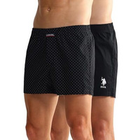 U.S. Polo Assn. Men's Cotton Blend Classic Solid Boxer Shorts (Pack Of 2) (Oex05-P2_Polka Dot Black