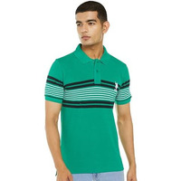 U.S. Polo Assn. Men's Horizontal Striped Slim Fit Cotton Polo Shirt (Ts028D_Me. Green_L)