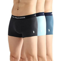U.S. Polo Assn. Men's Cotton Blend Classic Solid Trunks (Pack Of 3) (Oet13-P3_Grey-Navy-Blue