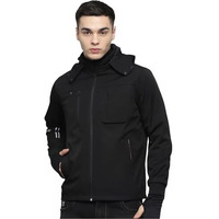 Monte Carlo Mens Solid Black Detachable Hood Full Sleeve Jacket