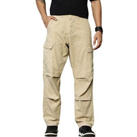 Thomas Scott Men 100% Cotton 5 Pocket Panelled Cargo Pants (Beige, 36)