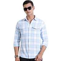 Thomas Scott Men's Cotton Regular Full Sleeve Checkered Casual Shirt(Ts1469_Blue_2Xl)