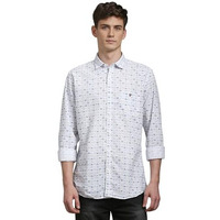 Louis Philippe Men's Letter Print Slim Fit Shirt (Lrsfnslbu56186_Multicolour