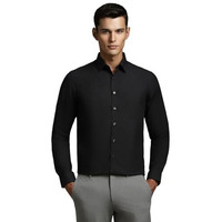 Louis Philippe Men's Solid Slim Fit Shirt (Lpsfmslp165365_Black