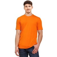 Enciger Men's Regular Fit Plain T-Shirt | Soft Cotton Crew Neck Casual T-Shirt For Men | Half Sleeve Solid Tee (Orange, Large)
