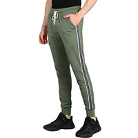 Alan Jones Clothing Men's Tape Cotton Joggers Track Pant (Olive_L)