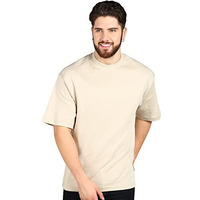 Alan Jones Clothing Men's Solid Cotton Oversized T-Shirt (Sand_M)