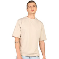 Alan Jones Clothing Crew Neck Half Sleeve Oversized T-Shirt For Men (Light Grey_L)