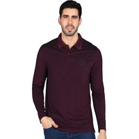 Alan Jones Clothing Men's Solid Full Sleeves Polo Regular Fit T-Shirt (L_Mulberry Mix)