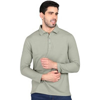Alan Jones Clothing Men's Solid Full Sleeves Polo Regular Fit T-Shirt (M_Pista)