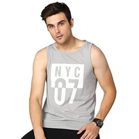 Alan Jones Clothing Men's Cotton Sleeveless Regular Fit T-Shirt (Xl_Grey)