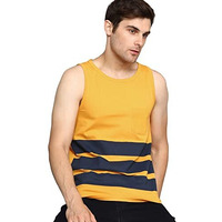 Alan Jones Clothing Men's Cotton Sleeveless Regular Fit T-Shirt (M_Gold)