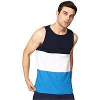 Alan Jones Clothing Men's Cotton Colorblocked Sleeveless T-Shirt (Multicolor_M)