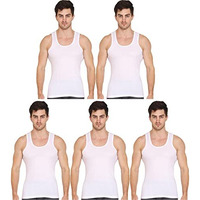 Vip Supreme Men's Sleeveless Cotton Vest (White, 90) Pack Of 5 - Classic Fit, Large