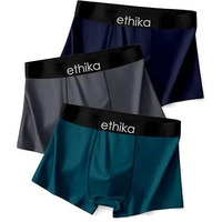 Ethika Men's Ultra-Comfort Ice Silk Lycra Underwear | Moisture-Wicking, Breathable Boxers For Men | Seamless Design | Multicolour (Pack Of 3) (In, Alpha, Xl, Multicolour)