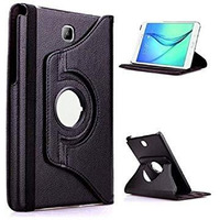 Eleqzun 360 Degree Rotate Flip Cover Compatible For Galaxy Tab A Sm-T350 / T355 (8" Inch) (2015) (Black)
