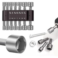 Kliffoo 14 Piece Power Nuts Driver Drill Bit Socket Wrench Tools Set,1/4 Inch Hex Shank Nut Driver Socket Wrench Tools,Electric Screwdriver Wrench Nut Setter Set,Drill Chuck Adapter For Drill Machine