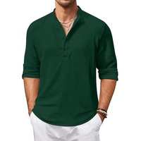 Bellstone Men's Cotton Blend Regular Shirt (Kurta1601_Dark Green_Xl