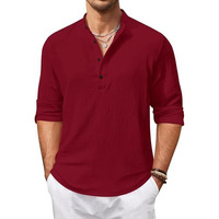 Hemilique Mens Regular Fit Solid Cotton Blend Straight Kurta Maroon