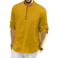 Royalscout Men's Cotton Polyester Blend Solid Regular Fit Full Sleeve Short Kurta Gold
